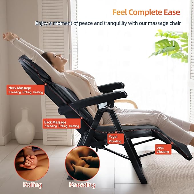 Foldable Electric Massage Chair with Heat FR-M25D Full Body Massage Portable Adjustable Backrest Height Neck Position Suitable for Heights from 59 in to 79 in