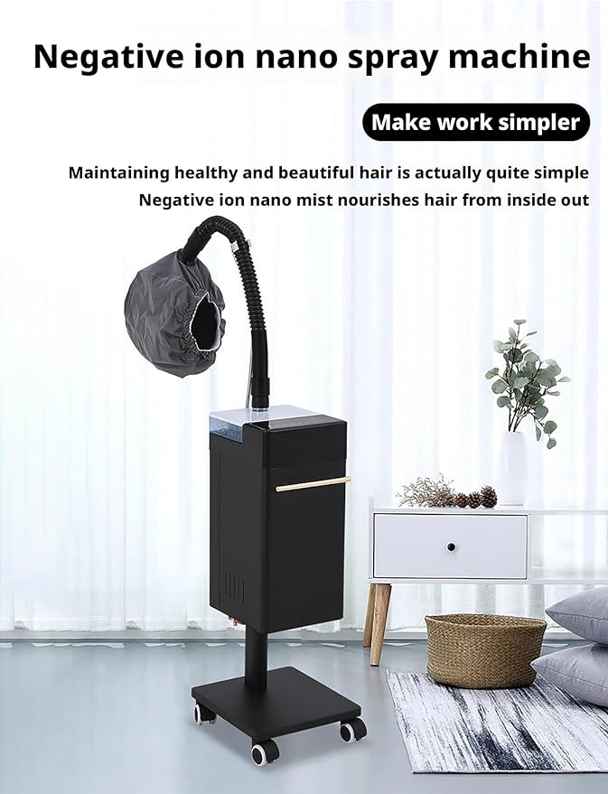 Professional Ionic Hair Steamer Machine – Vertical Salon Steamer w/Wheels for Hair &amp Scalp Care Perms Color Processing(Black)