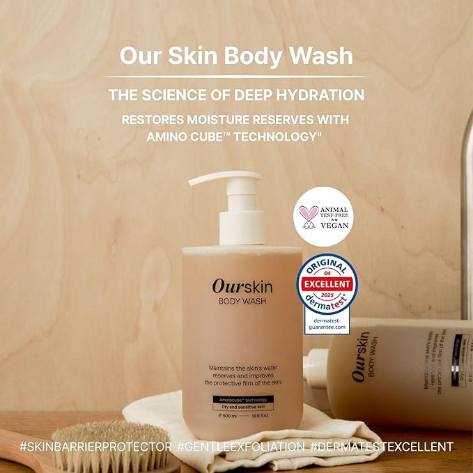 Mongdies Our Skin Body Wash | Amino Cube™ Moisture Technology | Low pH Daily Cleanser for Sensitive &amp Family Skin | Clinically Tested Moisture Care | Vegan &amp EWG Green Grade | 16.9 fl oz | 2 P