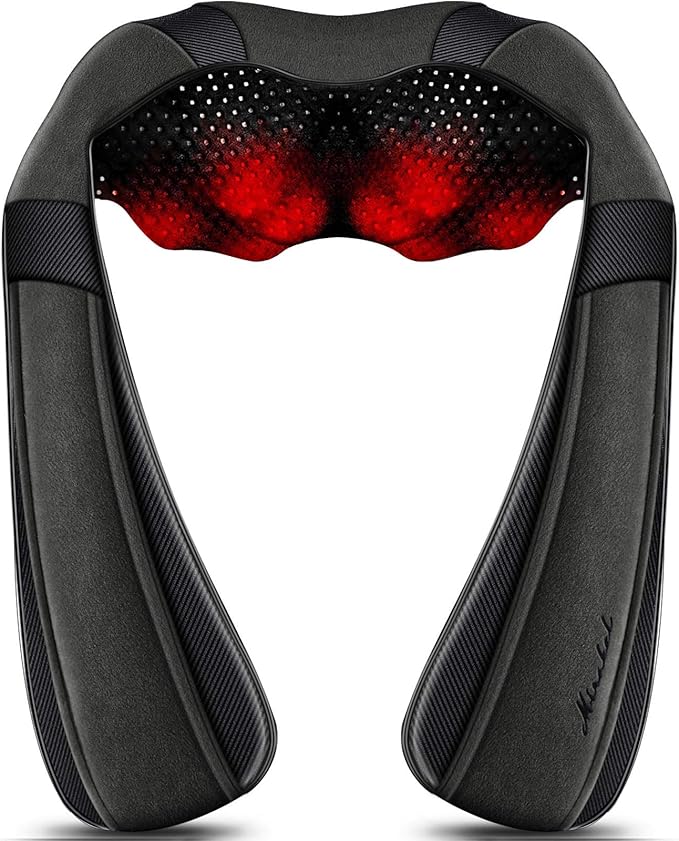 Mirakel Shiatsu Neck &amp Back Massager with Heat - Deep Tissue Neck Back &amp Shoulder Pain Relief - Ergonomic Design Shoulder Massager Electric Kneading Whole Body Massage Pillow Gifts for Women