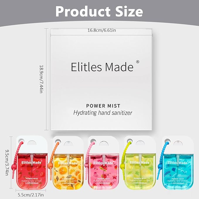 Hand Sanitizer Spray 5Pack Spray Hand Sanitizer Travel Size With Keychain Scented Power Mist Teen Girl Gifts1.35FL.OZ(WatermelonLemonStraberryCitrusOcean
