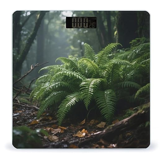 Densely Growing Green Plants Weight Scale Cute Bathroom Scale for Body Highly Accurate Digital Weighing Machine for People Compact LCD Display Scales with Sturdy Toughened Glass Scales