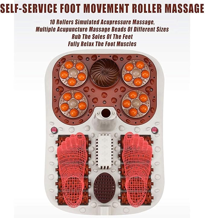 Foot Spa Bath Massager w/Heating 4 Modes 10 Motorized Maize Roller Bubbles Deep Foot Bath Massager w/Remote Controller Digital Time Temper Set