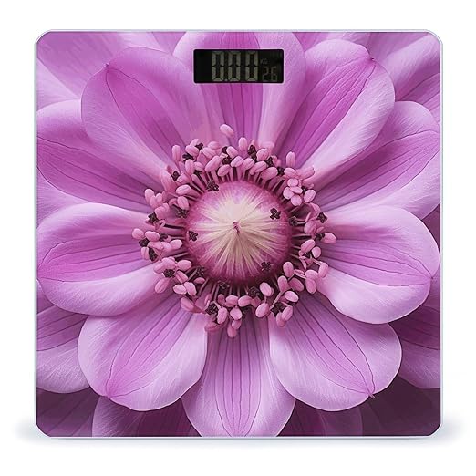 Purple Flower Center Smart Scale for Body Weight Accurate Bathroom Scale with LED Display Digital Weight Scales Weighing Machine High Precision Scales for Bath Home