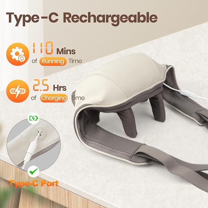 Neck and Shoulder Massager 6D Neck Massager for Pain Relief Deep Tissue Brushless Neck Massager with Heat 10 Mins Auto-Off 2 Modes &amp 3 Speeds Ideal Gift for Friends Family Lover