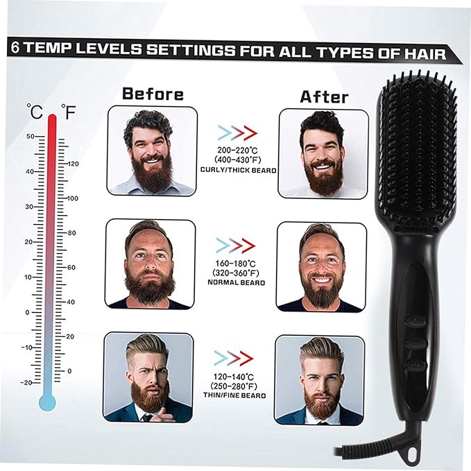 Gatuida Beard Straightener Comb Hair Straightener Rotating Cordless Hair Tool Styling for Men
