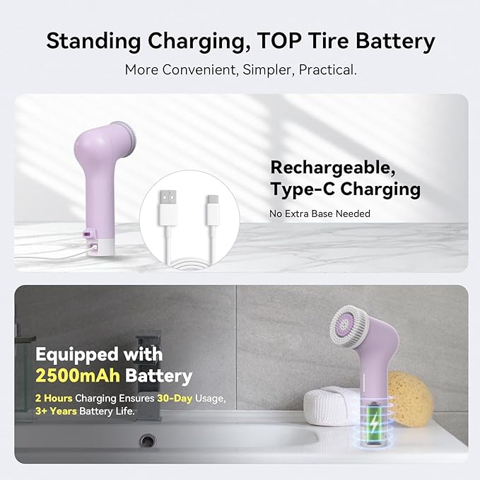 Electric Facial Cleansing BrushRechargeable Silicone Face Scrubber exfoliatorFace Wash Machine3 SpeedsWaterproof Exfoliating &amp Massagefor Women &amp Men Skincare
