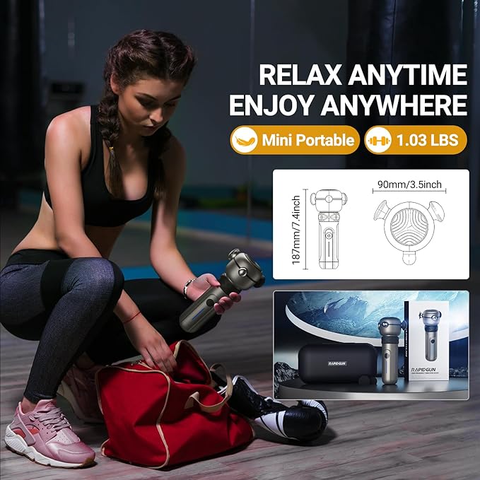 Lite Deep Tissue Therapy Massage Gun - 6500 RPM Portable Vibrating Massager for Pain Relief Trigger Points &amp Stiffness Handheld Muscle Massager for Athletes Active Men &amp Women Travel Size