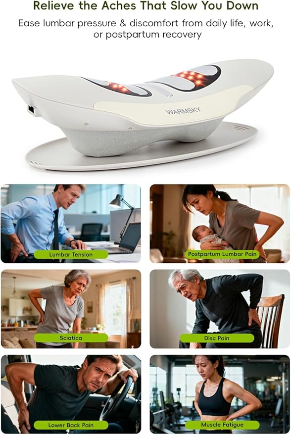 Smart Lower Back Massager with Soothing Warm Therapy &amp Air Traction – Spinal Decompression Device for Sciatica Relief Lumbar Pressure &amp Stiffness