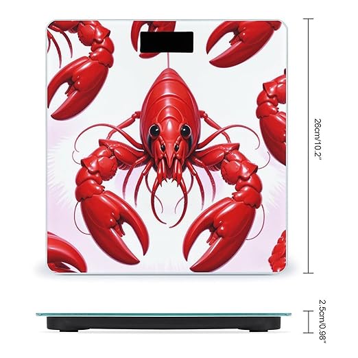 Red Lobster Print Bathroom Scale Digital Weight Scale Precision 400 Lbs Weighing Scales Large with LCD Backlight Display BMI Measures