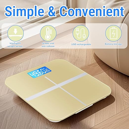 Weight Scales Bathroom Smart Scale for Body Weight Accurate Measurement Tempered Glass Digital Bathroom Scale Weight Scale for Home(Luxury Gold Color)