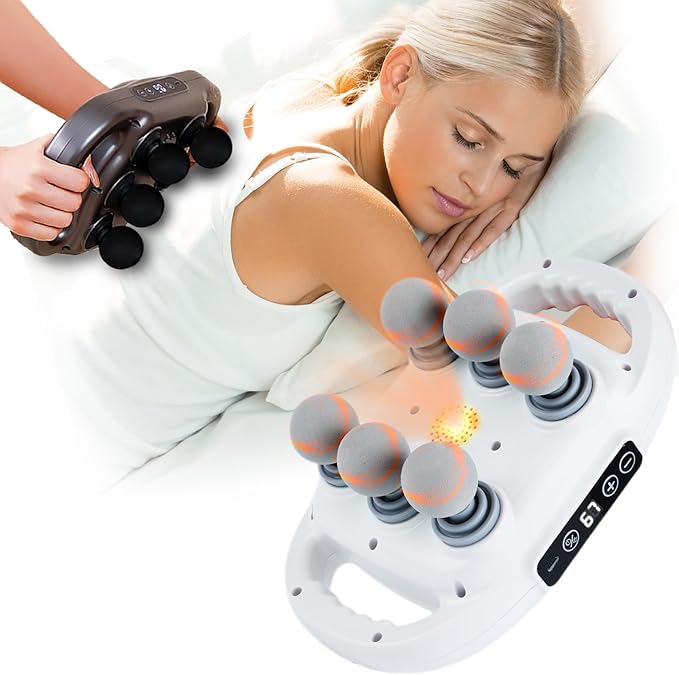 6 Head Massage Gun Deep Tissue with 9 Levels &amp 9 Modes Electric Massager Tool for Legs Arms Waist Back Buttocks - Full Body Muscle Pain Relief Ideal Gifts for Women Men Mom and Dad