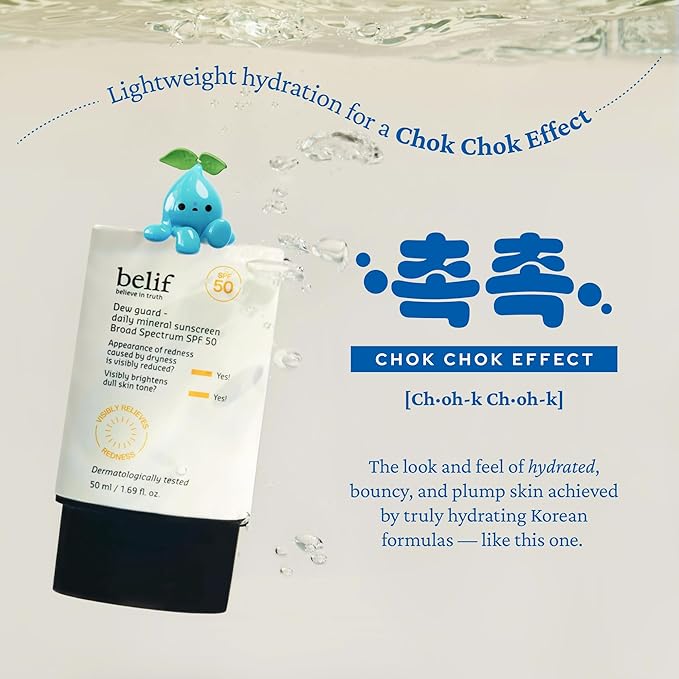 belif Dew Guard - Daily Mineral sun SPF 50 Hydrating Niacinamide Sunscreen (1.69 fl. oz) - Daily Broad Spectrum Reduces Redness No-White Cast Non-Greasy Korean Skincare
