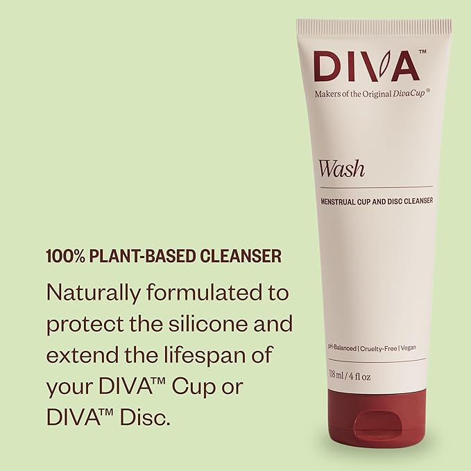 DIVA Disc &amp DIVA Wash Combo Pack - Comfortable Reusable Menstrual Disc with Leakproof Shield - Period Disc for Up to 12 Hours of Continuous Wear - Wash for Period Disc - Disc Size Fits Most