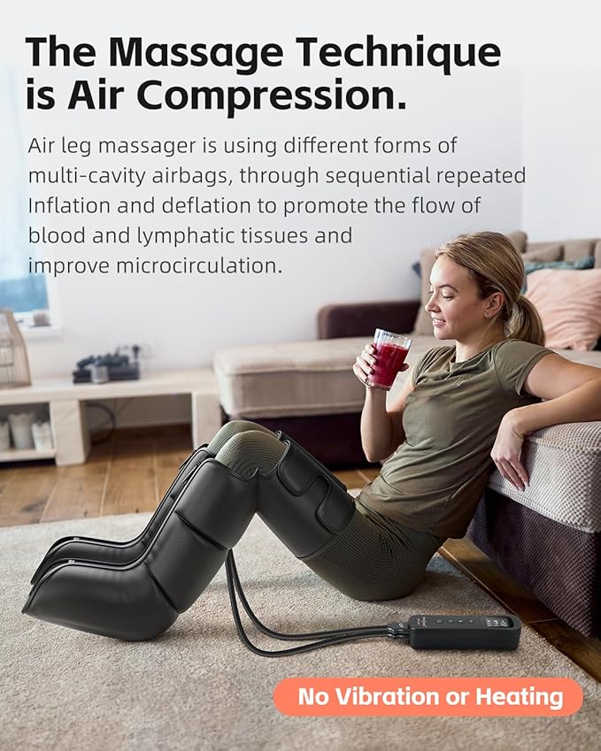 SHINE WELL Leg Compression Massager for Circulation and Pain Relief Full Leg Massager for Swelling with 3 Modes 3 Intensities 3 Timing Options Gift for Dad Mom