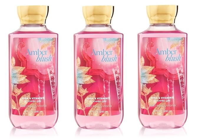Lot of 3 Bath &amp Body Works Signature Collection Amber Blush Shower Gel 10 Fl Oz Each (Amber Blush)
