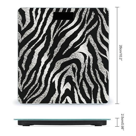 Black and White Zebra Print Scale for Body Weight Accurate Digital Bathroom Scale Toughened Glass High Precision Scales Smart Weight Scales with Large LCD Backlight Display Weighing Machine