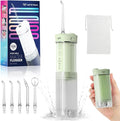 JTF Portable Water Flosser for Travel: Compact Mini Design 3 Modes &amp 8 DIY Pressure Levels for Sensitive Teeth &amp Braces - with 5 Nozzles &amp Removable 230ml Tank Cordless Oral Irrigator fo