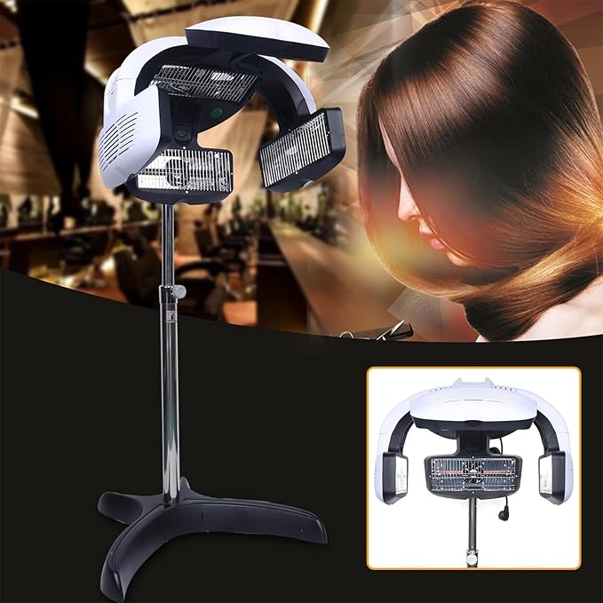 Floor-Standing Professional Hair Dryer with LCD Control Panel Hair Color Processor with 5 Independent Heating Units Adjustable Height Temperature &amp Time