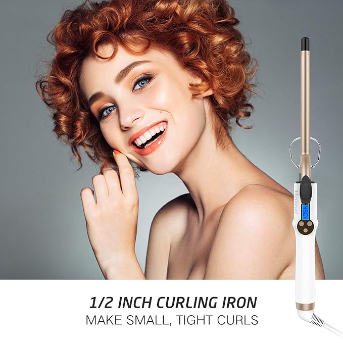 Hoson 1/2 Inch Curling Iron Professional Ceramic Tourmaline Curl Wand Barrel Hair Curler Iron for Long &amp Short HairGlove Include Gold