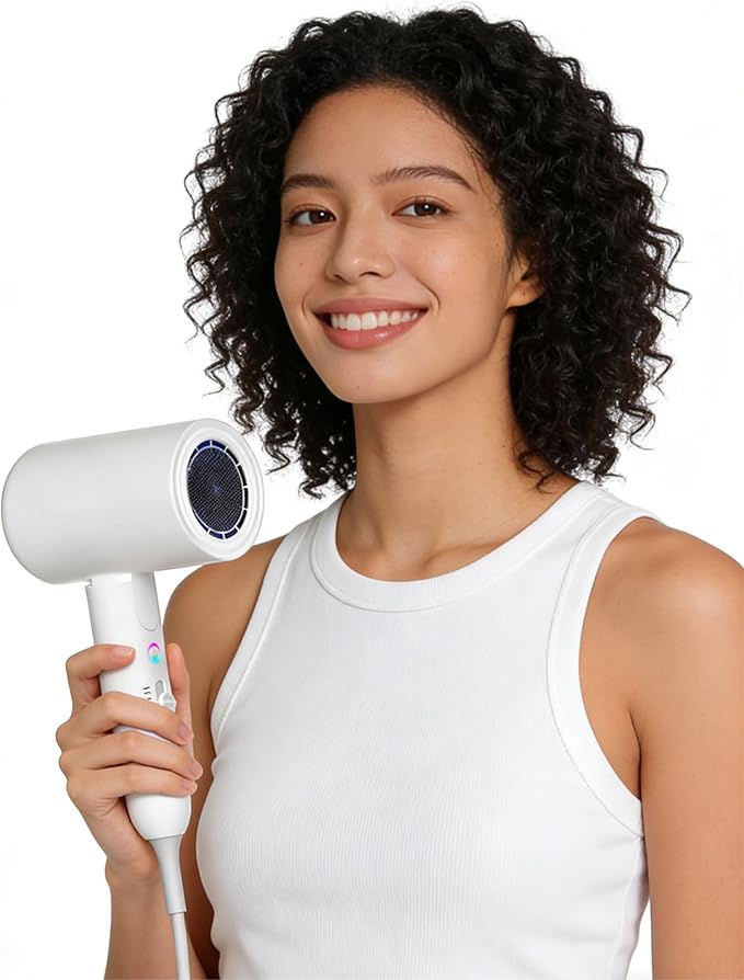Ionic Hair Dryer 2000W Foldable Travel Hairdryer Portable Compact Blow Dryer White Big Wind and Low Noise Mini Hair Dryers for Home and Travel
