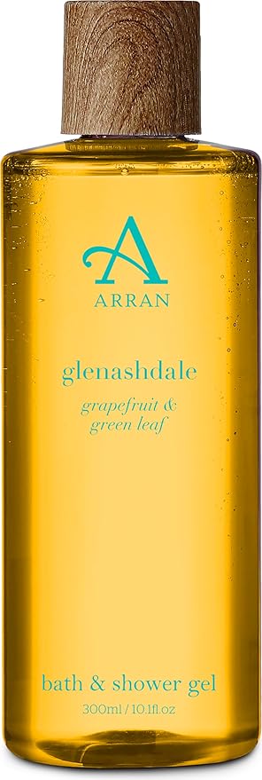Arran Sense of Scotland Glenashdale Luxury Moisturising Bath and Shower Gel for Women with Freshly Rasped Lemons Grapefruit Green Leaf Essential Oils &amp Hearty Bergamot