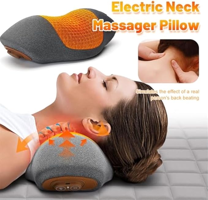 Cervicale PillowMassaggiatore for il collo 3 in 1 Deep Massage and Relaxation with Heat Neck Stretcher Massage Relaxer (Grey)
