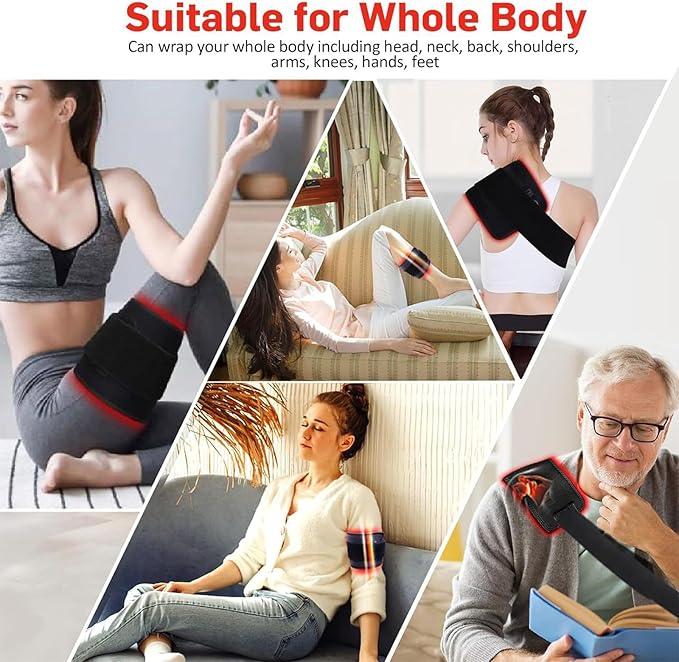 Nurabeam Red Light Therapy for Body | 3-in-1 Led Bead Nura Beam Red Light Therapy Belt with Elastic Strap | 10*5 660nm&amp850nm Home Red Light Therapy for Body Back Waist Shoulder Knee Joint (Black