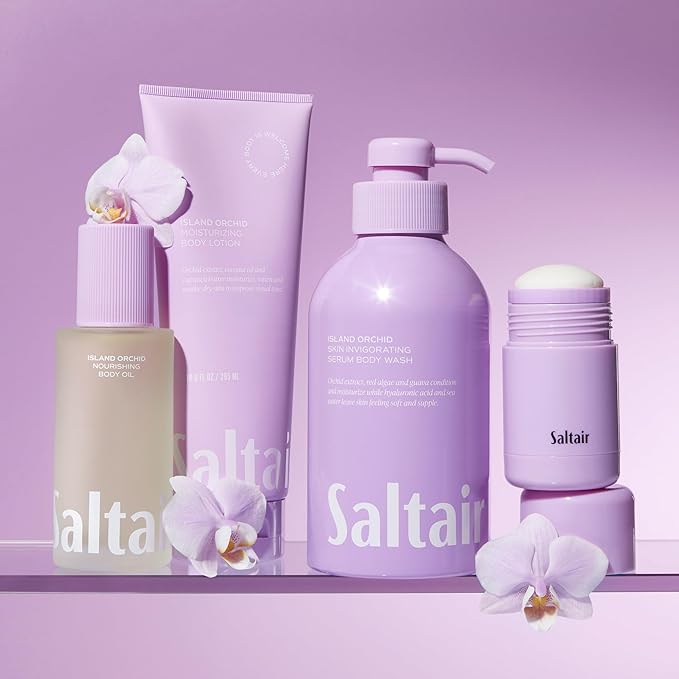 Saltair Body Wash 2-Pack – Moisturizing Body Wash with Hyaluronic Acid &amp Orchid Extract – Scented Shower Gel for Women and Men – Island Orchid Scent 2x 17oz – Vegan Cruelty-Free Paraben-Free