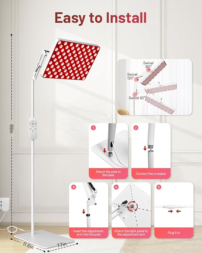SUXIO Red Light Therapy for Face &amp Body 165 Red LED Therapy Lamp Red Light Therapy Panel with Remote Deep 660nm - 820nm Near Infrared Light Therapy for Body