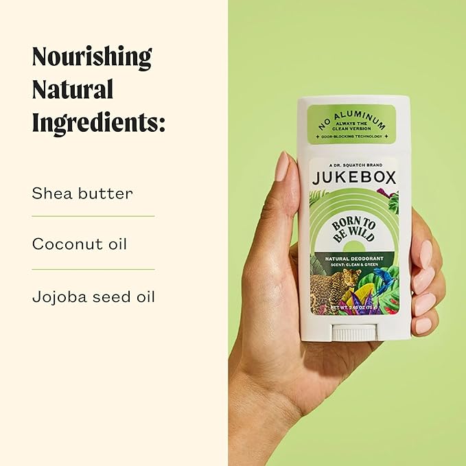JUKEBOX Natural Deodorant for Women–Born to Be Wild Scent-Aluminum-Free No Baking SodaNo Harsh ChemicalsOdor Blocking Technology Wild Fern Pink Pepper Vetiver-a Dr. Squatch Brand-2.65oz 3 Pack