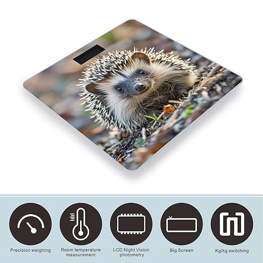 Hedgehog Scale for Body Weight Digital Bathroom Scale Toughened Glass High Precision Scales for Body Weight with Large LCD Backlight Display Weight Scales