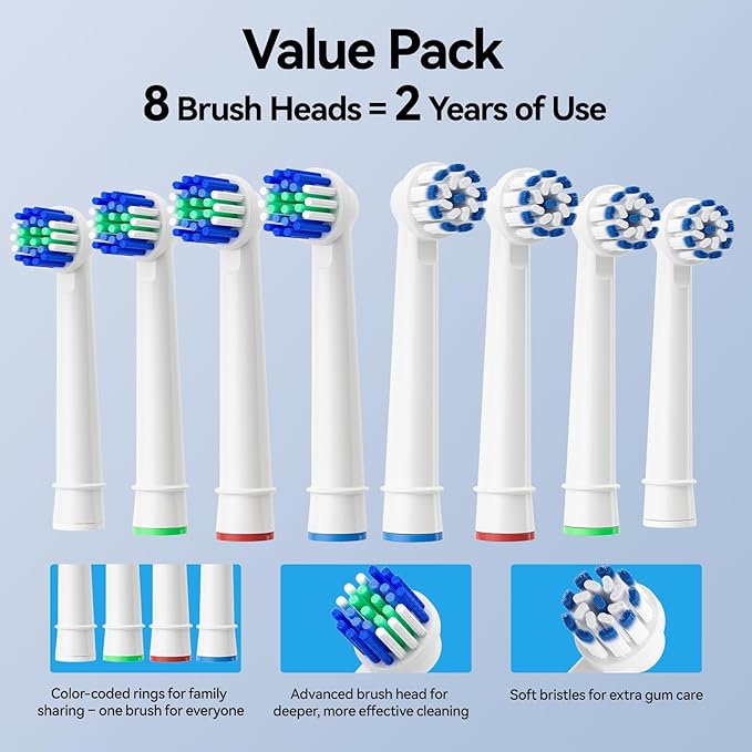SEAGO Soft Round Electric Toothbrushes with 8 Spin Brush Heads 5 Cleaning Modes Rechargeable Sonic Toothbrush with Timer and Travel Case for Adults and Kids(SG-2607-Black