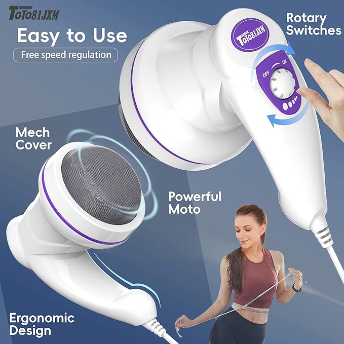 Electric Cellulite Massager – Body Sculpting Machine with 8 Massage Heads Lymphatic Drainage &amp Skin Tightening for Belly Stomach Leg Lipo Roller Massager After Surgery Adjustable Speed.