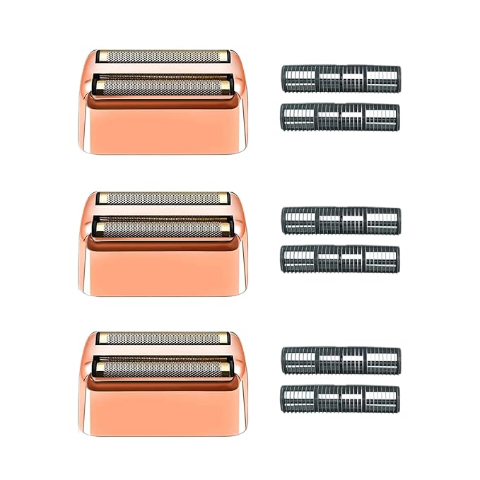 3 pack Professional Replacement Foil and Cutters for BaBylissPRO Barberology Double Foil Shaver Compatible with BaBylissPRO Barberology FXFS2 ShaverGoldRose Gold