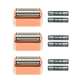 3 pack Professional Replacement Foil and Cutters for BaBylissPRO Barberology Double Foil Shaver Compatible with BaBylissPRO Barberology FXFS2 ShaverGoldRose Gold