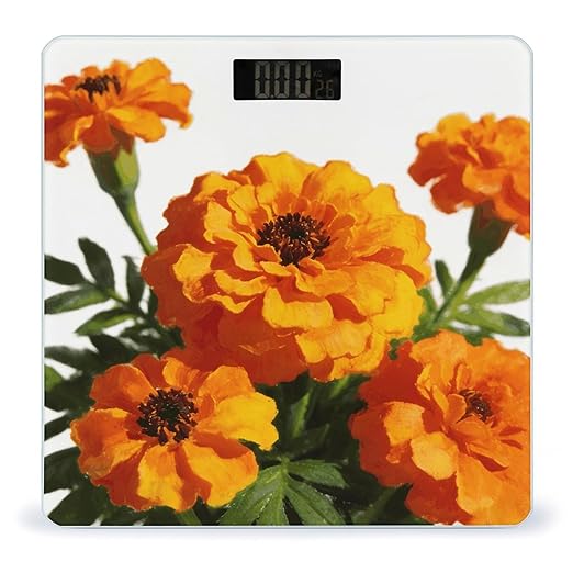 Marigold Orange Smart Scale for Body Weight Digital Bathroom Scale Toughened Glass Weight Scale with Large LCD Backlight Display High Precision Scales Weighing Machine