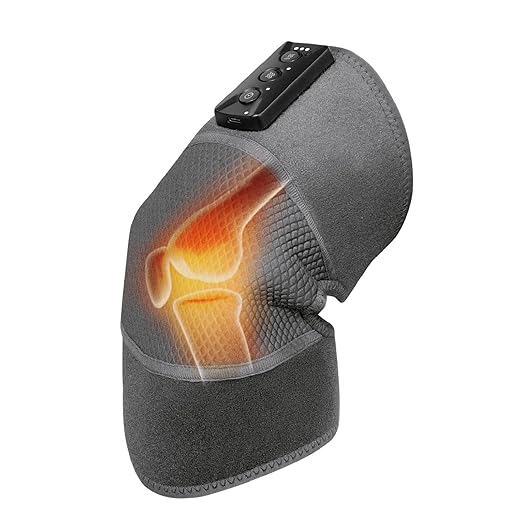 Graphene Heating Knee Pad with Vibration &amp Timer – USB Type-C Heated Knee Wrap with 3 Heat Levels &amp 2 Vibration Modes Adjustable Strap &amp Breathable Mesh for Relaxing Warmth and Comfort