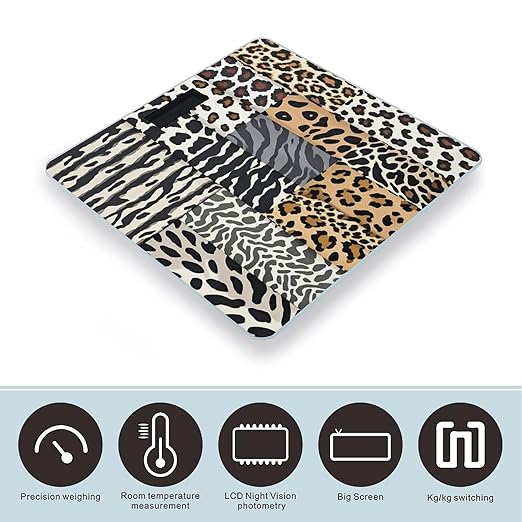 Leopard with Brownish Scale for Body Weight Smart Scales Digital Bathroom Scale High Precision Weighing Scales with Large Display Weighing Machine for People