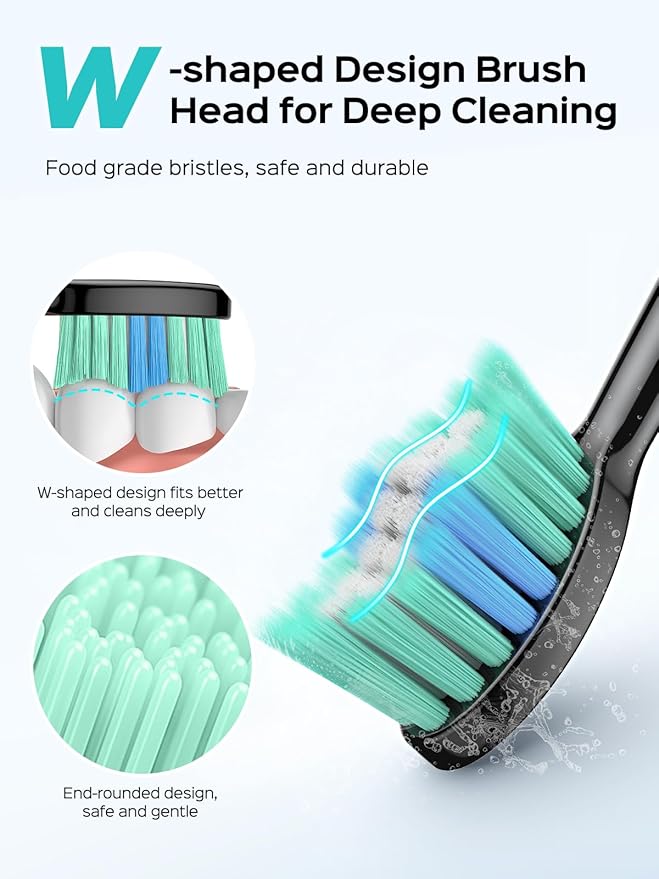 COSLUS Water Dental Flosser Tooth Pick: 10 Levels Smooth Control Portable Wireless Electric Toothbrush for Adults and Kids Rechargeable White and Black