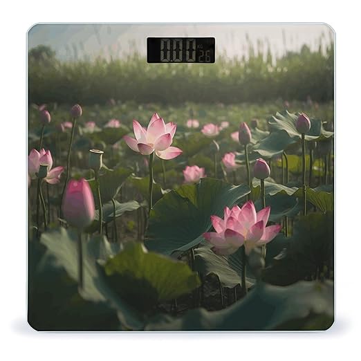 Flower in Water Images Bathroom Scale for Body Weight Bathroom Weighing Scale with Backlit LCD Display Highly Accurate Measures Weight Up to 180kg