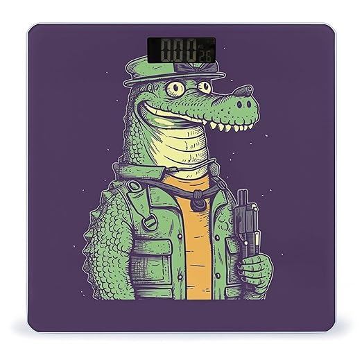 Crocodile Holding Gun Weight Scale Digital Electronic Scales Bathroom Scale Larg LCD Backlight Display High Precision MeasurementsTempered Glass