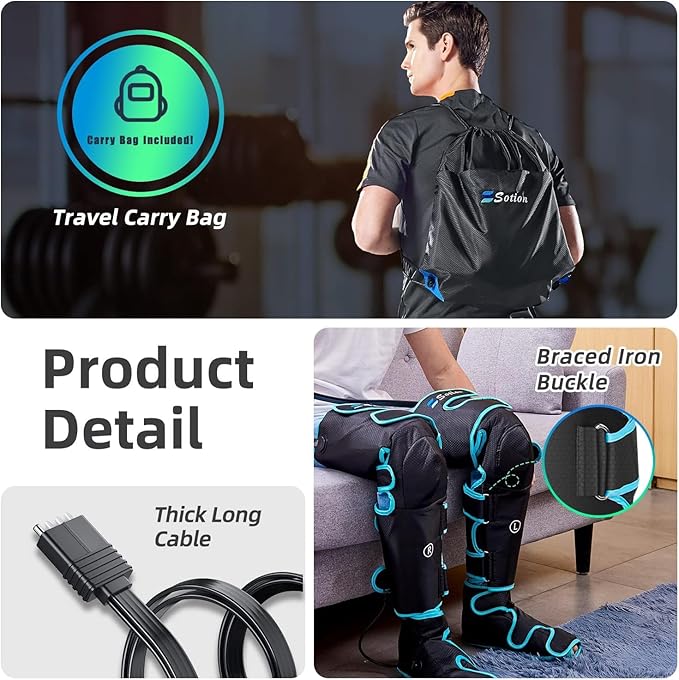 Leg Massager with Air Compression &amp Heat Calf &amp Foot Massager for Circulation and Pain Compression Boots with Video Wearing Guide Update Controller with 6 Modes &amp 3 Heating Levels Gift