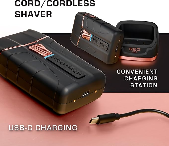 RED Pro Titanium Foil Shaver Cord/Cordless Shaver and Men's Grooming Pouch