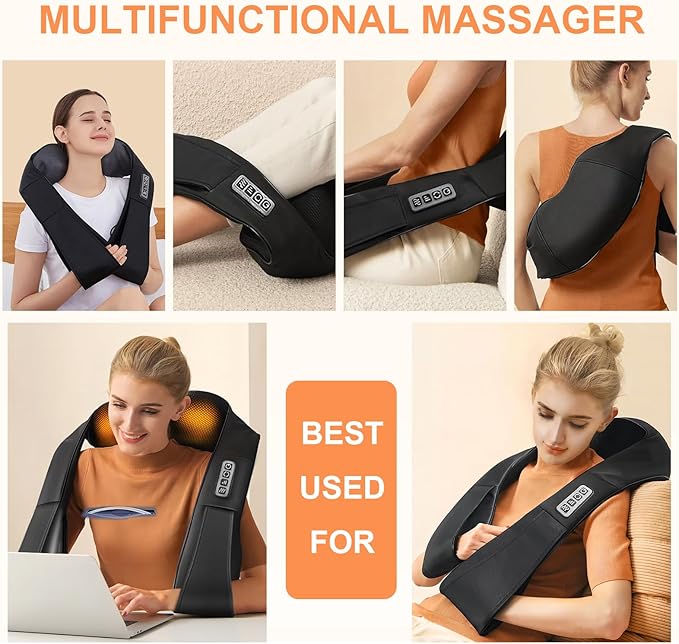 White Elephant Gifts for AdultsNeck MassagerChristmas Gifts for Women Men - Shiatsu Back and Neck MassagerShoulder Massager Deep Tissue with HeatElectric 4D Massage Pillow(NOT Cordless)