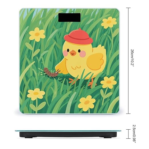 Yellow Chick in Grass Weight Scale Large Digital Bathroom Scales with Bright LED Display Non Slip Digital Scale and Step On Fashion Weighing Machine for Body