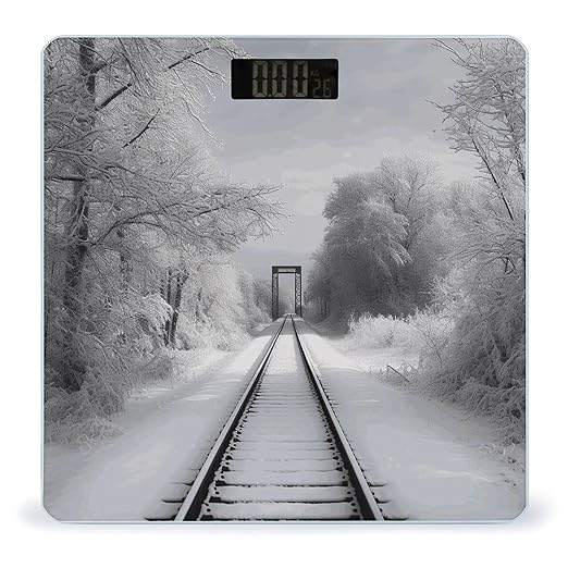 Snowy Train Tracks Smart Scale for Body Weight Accurate Bathroom Scale with LED Display Digital Weight Scales Weighing Machine High Precision Scales for Bath Home