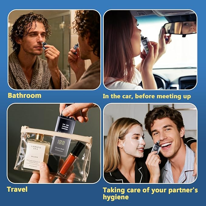20 Pack Nose Hair Trimmer for Men and Women USB Rechargeable with Digital Display Nose and Ear Trimmer for Men Dual Edge Rotating Blades Easy Clean Detachable Head Compact and Travel Friendly