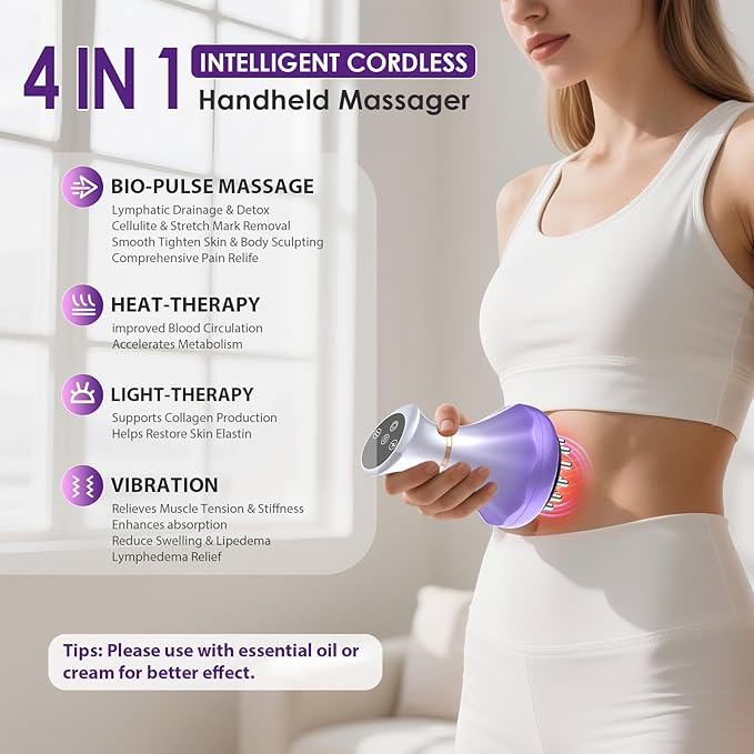 Lymphatic Drainage Massager Anti Cellulite Massage Tool For Thigh &amp Belly Stretch Marks &amp Cellulite Reduction Handheld Massage tools for Sciatica Nerve Legs Arms Hip Muscle Low Back Pai