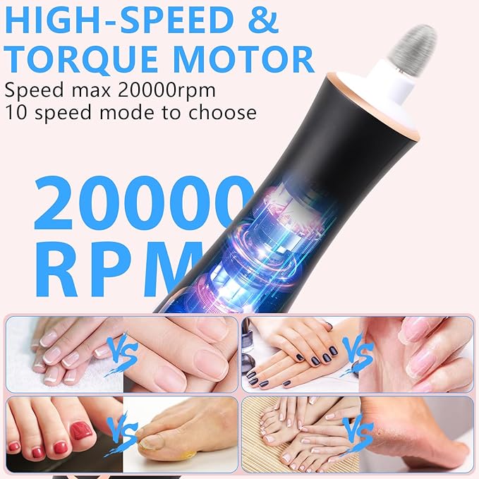 3/8 Inch Curling Iron and 360° LED Light Cordless Electric Nail File Set